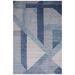 Shahbanu Rugs Beau Blue Pure Wool Hand Knotted Geometric Art Nouveau Collection Soft to the Touch Oversized Rug (12'2" x 18'3")