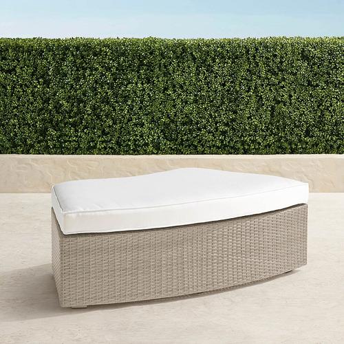 Pasadena II Curved Ottoman in Dove Wicker - Sunbrella Rain, Rain Sailcloth Seagull - Frontgate