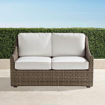 Ashby Loveseat with Cushions in Putty Wicker - Standard, Indigo - Frontgate