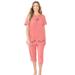 Plus Size Women's Knit Capri Sleep Set by Dreams & Co. in Coral Pink Flamingo (Size 5X)