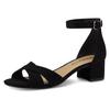 Sandalette TAMARIS, Damen, Gr. 38, schwarz, Textil, Veloursleder, unifarben, elegant, Schuhe, Blockabsastz, Sommerschuh, Riemchensandale mit Kreuzbandage