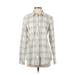 Banana Republic Long Sleeve Blouse: Gray Plaid Tops - Women's Size Small