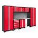 NewAge Products BOLD 3.0 Series Red 8-Piece Cabinet Set with Stainless Steel Top and Backsplash