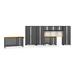 NewAge Products BOLD 3.0 Series Grey 10-Piece Cabinet Set with Bamboo Top Backsplash and LED Lights