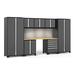 NewAge Products PRO 3.0 Series Grey 8-Piece Cabinet Set with Bamboo Top, Slatwall and LED Lights