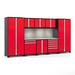 NewAge Products PRO 3.0 Series Red 9-Piece Cabinet Set with Stainless Steel Top Slatwall and LED Lights