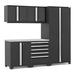 NewAge Products PRO 3.0 Series Black 6-Piece Cabinet Set with Stainless Steel Top and LED Lights