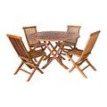 All Things Cedar 5-Piece Round Folding Table and Folding Chair Set