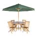All Things Cedar 6-Piece Round Folding Table and Folding Chair Set with Green Umbrella