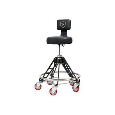 Vyper Chair Elevated Steel Max Shop Stool (Black Seat, Black Frame, Red Casters)