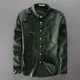 Chemise verte militaire à manches longues pour hommes chemises en coton et lin haut de marque