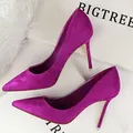 BIGTREE-Escarpins en Daim à Talons Aiguilles pour Femme Chaussures de Bureau à la Mode Grande