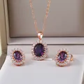 Ensemble de bijoux en cristal violet or rose classique luxe mode qualité supérieure ZYS384