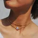 SUMENG-Collier avec pendentif rond en pierre de cristal pour femme ras du cou ethnique bohème