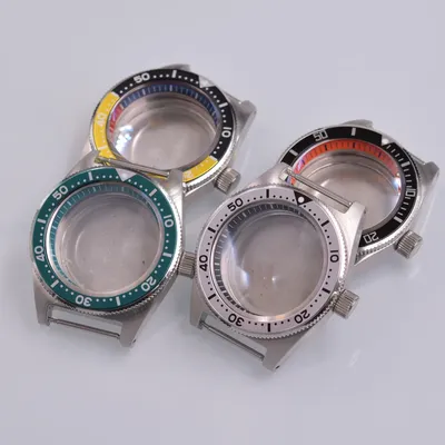 Boîtier de montre de plongée alimenté MAS lunette en acier inoxydable verre saphir bombé