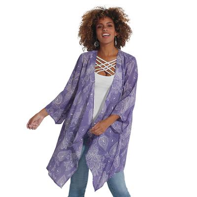 Masseys Sheer Kimono (Size 2X) Paisley Purple, Polyester