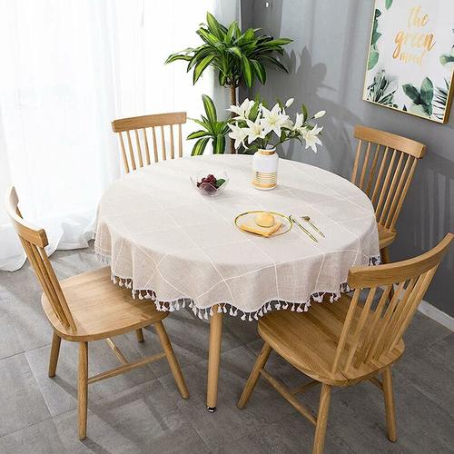 FVO - Runde Tischdecke, runde Tischdecke, 140 cm, waschbare, schmutzabweisende Tischdecke, runde