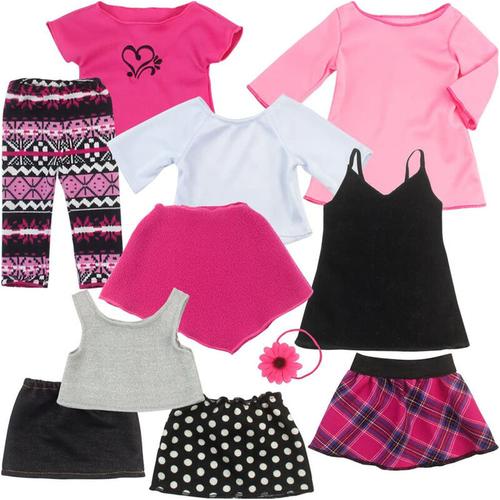 Sophias by Teamson Kids 11 -teiliges Frühjahrssatz für 18 Puppen, Pink/Schwarz