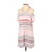 1.State Casual Dress - Shift Halter Short sleeves: Pink Print Dresses - Women's Size Small