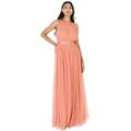 Anaya with Love Damen Ladies Maxi Dress for Women Halter Neck Long Sleeveless with Belt A Line Evening Gown Ball Prom Wedding Guest Bridesmaid Kleid, Coral Pink, 44