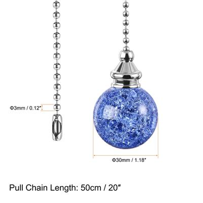 20 Inch Ceiling Fan Pull Chain Extension Ice Cracked Crystal Ball 2Pcs