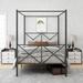 Metal Canopy Bed Frame with X Shaped Frame, Full