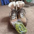 J. Crew Shoes | J. Crew Nubuck Winter Boots With Wedge Crepe Sole Lace-Up Tan Size 10 Like New! | Color: Brown/Tan | Size: 10