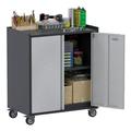 GangMei Metal Garage Tool Chest Cabinet with 2 Doors on Wheels in Gray