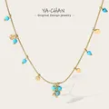 Collier JONecklace en acier inoxydable plaqué or 18 carats pour femme turquoise pierre naturelle