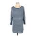 CATHERINE Catherine Malandrino Casual Dress - Shift Scoop Neck 3/4 sleeves: Teal Color Block Dresses - Women's Size X-Small