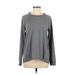 Zelos Sweatshirt: Crew Neck Covered Shoulder Gray Color Block Tops - Women's Size Medium