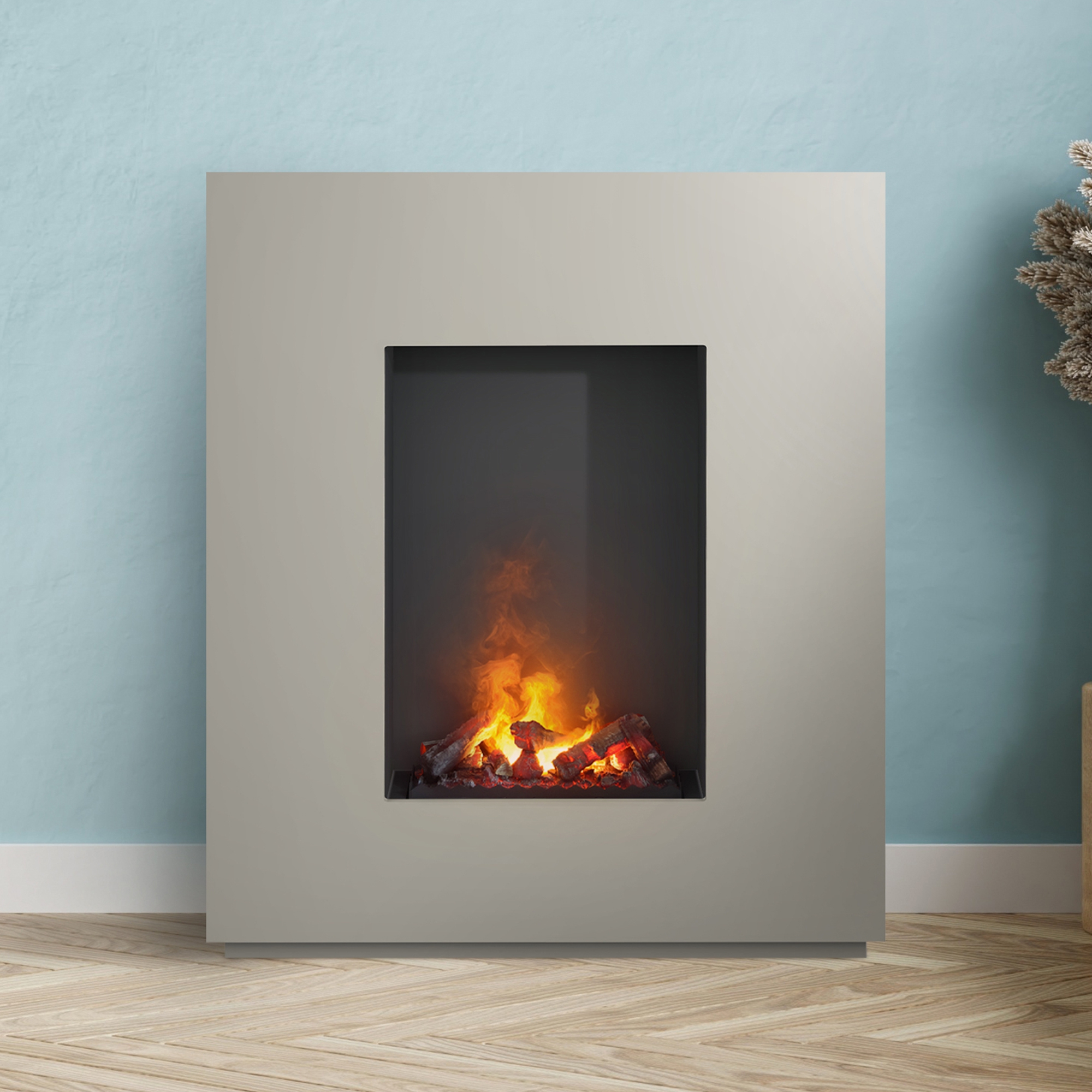 Noble Flame SUVA 950 BS [Opti-myst Elektrokamin mit Heizung]: Seidengrau - Schwarz, spiegelnd