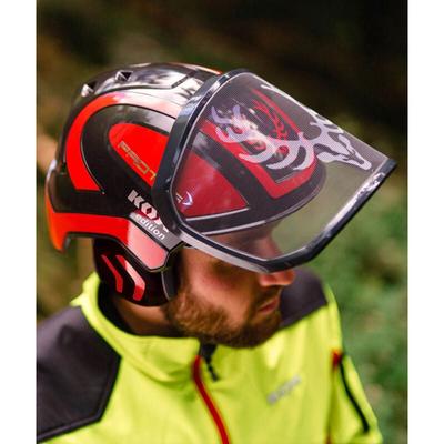 Forsthelm / Schutzhelm kox Edition mit Gehörschutz und Visier Integral Forest Schwarz/Rot OneSize Image