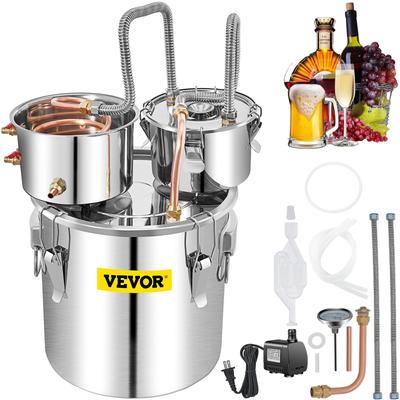 VEVOR Alcohol Still Moonshine Still 3-13.2Gal Stainless Steel Water Alcohol Distiller Copper Tube Home Brewing Kit