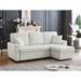 Luxury Full-size Sofa Bed PU Leather Sectional Sofa Pull out Sleeper Loveseat with Reversible Storage Chaise and Casters