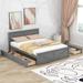 Queen Size Wooden Platform Bed with Four Storage Drawers and Support Legs