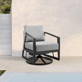 Aileen Grey Wicker Rattan and Black Aluminum Outdoor Patio Swivel Club Chair