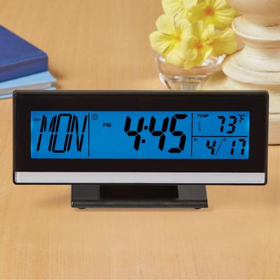 Sleek Light Up LCD Cordless Digital Clock - 7.630 x 4.000 x 2.000