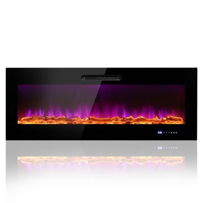 50/60 Inch Wall Mounted Recessed Electric Fireplace with Decorative Crystal and Log