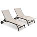 Crestlive Products Set of 2 Adjustable Aluminum Chaise Lounge Chairs & Wheels Beige