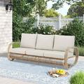Ulax Furniture Patio Aluminum Loveseat Wicker 3 Person Bench Outdoor Sofa Chair with Olefin Cushions