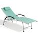 Crestlive Products Aluminum Outdoor Folding Reclining Chaise Lounge Chair in Green