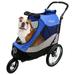 Trailblazer Pet Jogger/Stroller Bike Trailer Shock Absorbing Bike Wheels Large Entry Way Peek-a-Boo Window Small/Medium/Large Dogs Cats and Pets Supports up to 77LBS - Atlas (Blue)