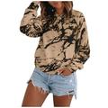 Fashion Womens Casual Loose O-neck Tie-Dye Printed Womens Long Sleeve Compression Shirt Turtle Neck Top for Women Pack Long Sleeves Shirt Ladies Shirt Long Sleeve Womens Long Sleeve Layering Shirt