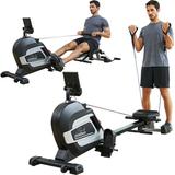 Pooboo Magnetic Rowing Machine Home Foldable Stationary Rower with Arm Strength Training 14 Levels Resistance & LCD Monitor Holder Max Weight 360 lbs