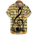 Men s Short Sleeve Button Down Vintage Bowling Shirts Print Hawaiian Shirts Classic Music Printing Tops For Men Youth Unisex