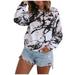 Fashion Womens Casual Loose O-neck Tie-Dye Printed Womens Long Sleeve Compression Shirt Turtle Neck Top for Women Pack Long Sleeves Shirt Ladies Shirt Long Sleeve Womens Long Sleeve Layering Shirt