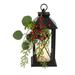 Nearly Natural 12 Holiday Berries and Greenery Metal Lantern Artificial Table Christmas Arrangement with LED Candle Included