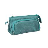 TureClos Canvas Pencil Bag Pencils Case Pouch Holder Mesh Pocket Zipper Multifunctions Stationery for Student School Office Supplies Green