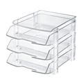 HAN Briefablagen-Set WAVE EXCLUSIV, Schreibtisch Organizer, Bürobedarf, Büromaterial, Briefkorb, Dokumentenablage, mit 3 Ablagefächern, 1043-23, transparent-glasklar